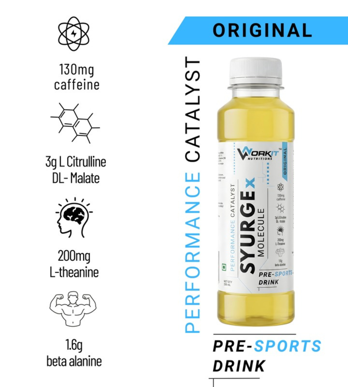 Syurge X Pre-Workout Drink, Original Flavor 150ML Pack of 4