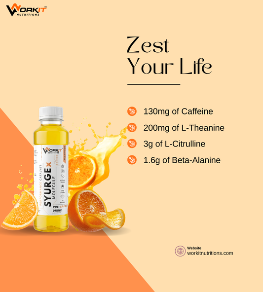 Syurge X Pre-Workout Drink, Zest Mode 150ML Pack of 12