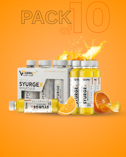 Syurge X Pre-Workout Drink, Zest Mode 150ML  Pack of 10