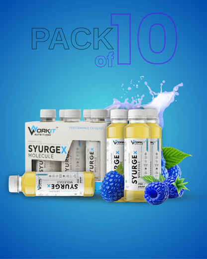 Syurge X Pre-Workout Drink, Original Flavor 150ML  Pack of 10